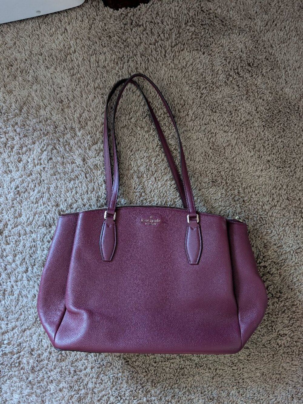kate spade new york Burgundy Pebbled Money Tote